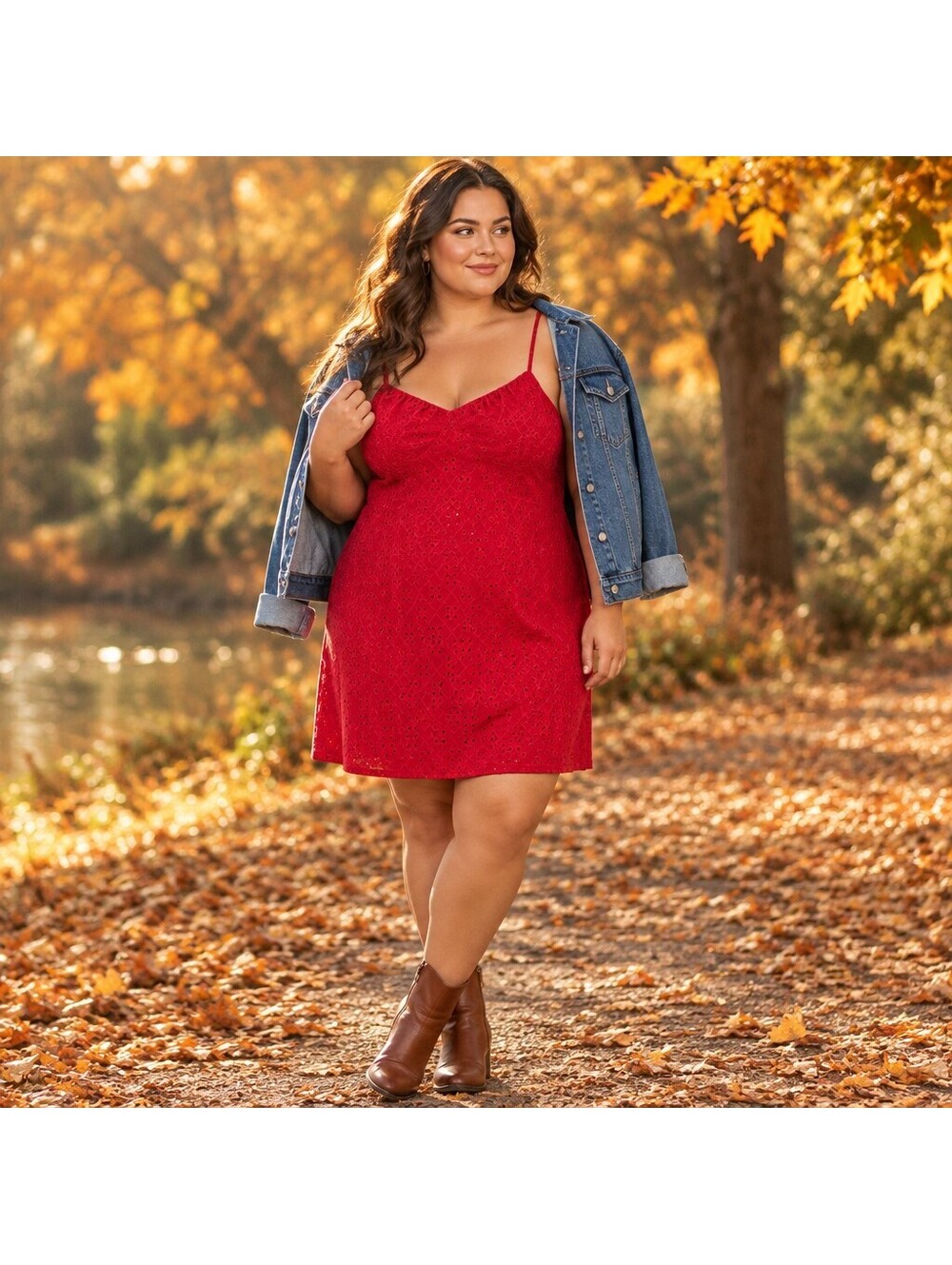 Coquette Romantic Red Floral Eyelet Lace Camisole Babydoll Mini Dress 3XL 4087